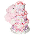 Flower Butterfly Bear Diaper Cake