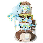 Green and Brown Bath Jungle Elephant Diaper Cake