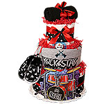 Black and Red Rock Star Diaper Cake Black and Red Rock Star Diaper Cake