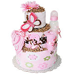Brown and Pink Butterfly Diaper Cake Brown and Pink Butterfly Diaper Cake