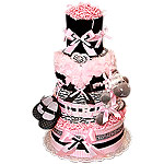 Black and Pink Custom Zebra Diaper Cake Black and Pink Custom Zebra Diaper Cake