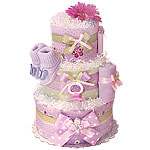 Custom Purple and Pink Butterfly Diaper Cake
