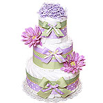 Green and Purple Decoration Diaper Cake