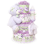 Baby Girl Lavender Bear Diaper Cake