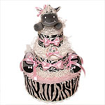 White, Black and Pink Zebra Diaper Cake
