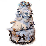 Blue and Brown Dog Diaper Cake