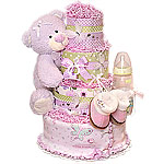 Green and Lavender Butterfly Bear Diaper Cake