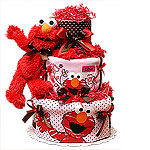 Modern Elmo Diaper Cake for a Girl