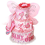 Hot Pink Magic Butterfly Diaper Cake
