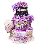 Purple and Green Butterfly Diaper Cake