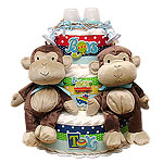 Twin Boys Monkeys Diaper Cake