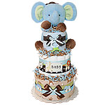 Jungle Musical Elephant Blue Diaper Cake