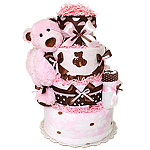 Big Pink and Brown Sleeping Bear Diaper Cake Big Pink and Brown Sleeping Bear Diaper Cake