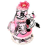 Flower Power Zebra Diaper Cake