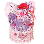 Purple and Hot Pink Butterfly Diaper Cake