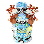 Twin Boys Jungle Giraffes Diaper Cake