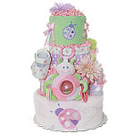 Lavender Pink and Green LadyBug Diaper Cake