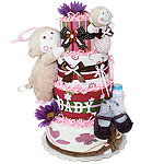 Musical Girl Monkey Diaper Cake