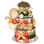 Organic Orange Monkey Diaper Cake