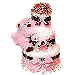 Modern Pink Bear Diaper Cake