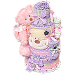 Green Pink Purple Bear Diaper Cake