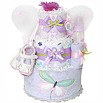 Purple Lavender and Green Butterfly Diaper Cake