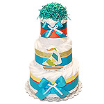 Decoration Teal Sail Boat Nautical Diaper Cake