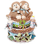 Twins Boys Organic Monkeys Diaper Cake