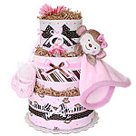 Girl Monkey Blanket Diaper Cake