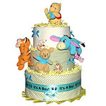 POOH Diaper Cake with Blue Musical Mobile