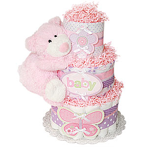 Flower Butterfly Bear Diaper Cake