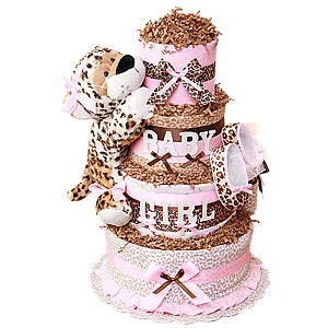 Baby Girl Leopard Diaper Cake