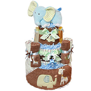 Green and Brown Bath Jungle Giraffe Diaper Cake