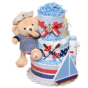 Sailor Bear Nautical Diaper Cake