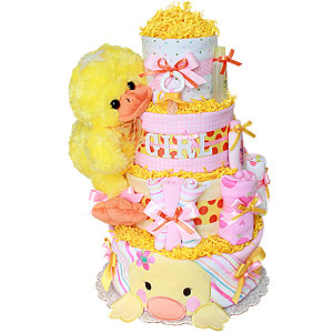 Big Pink Duck Diaper Cake