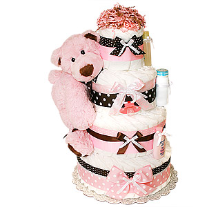 Big Modern Pink Bear Diaper Cake