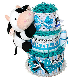 Black and White Cow Diaper Cake