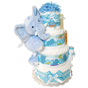 Huge Heart Jungle Elephant Diaper Cake