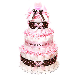 Pink Chocolate Girl Diaper Cake