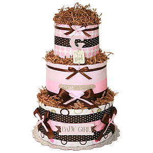 Simple "G" It's for a Girl Diaper Cake