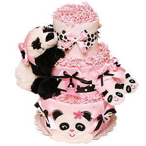 Baby Panda Pink Diaper Cake