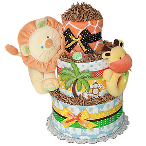 Custom Jungle Animals Diaper Cake