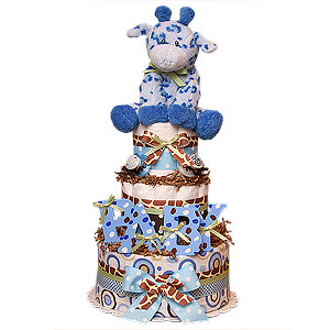 Jungle BABY Giraffe Blue Diaper Cake