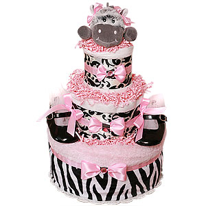 Pink Baby Zebra Diaper Cake