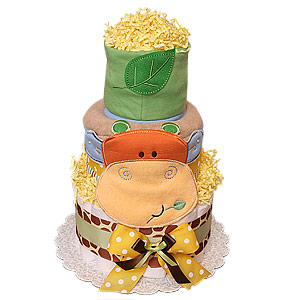 Baby Giraffe Orange and Green Diaper Cake