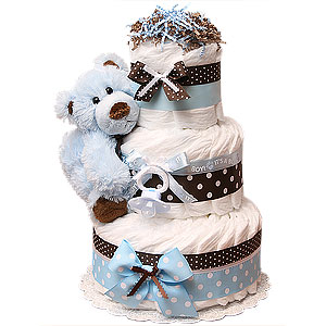 Modern Blue Bear Diaper Cake