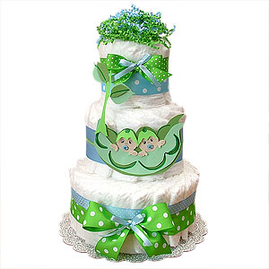 Two Peas in a Pod Twin Boys Decoration Diaper Cake
