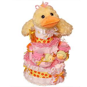 Duck Diaper Cake for a Girl!