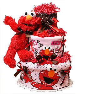 Modern Elmo Diaper Cake for a Girl
