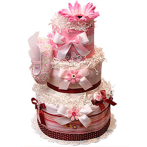 Flower Power Girl Diaper Cake